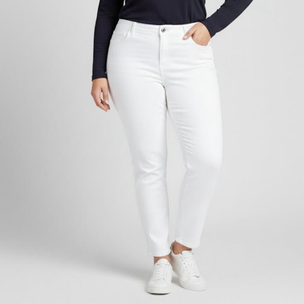 Talbots Flawless Girlfriend White Jeans 18W Plus Preppy Stretch